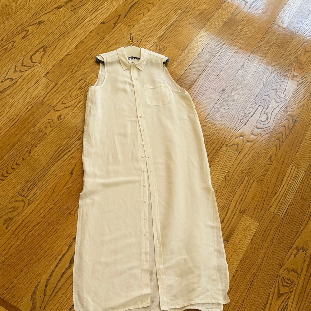 NSF White Sleeveless Shirt-Style Maxi Dress - Picture 2 of 6